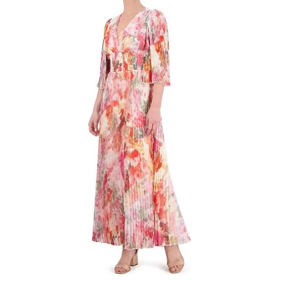 Vince Camuto Floral Maxi Dress in Pink and Orange - Picture 1 of 5